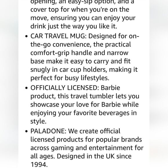 Barbie 40oz. XL Logo Insulated Travel Mug w/Straw - Picture 7 of 12